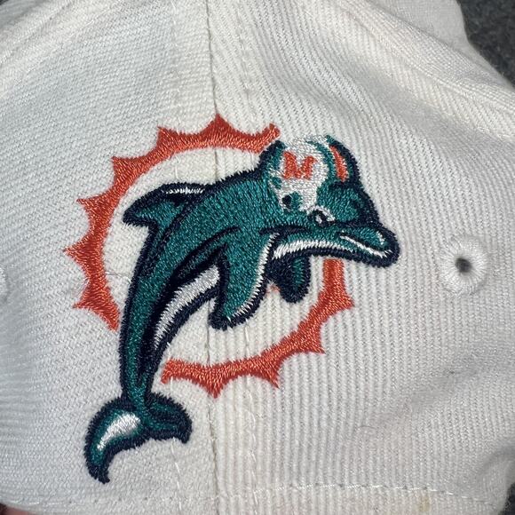 Miami Dolphins Men's Hat Cap Strap Back White Teal NFL Football Script Throwback - Picture 5 of 11